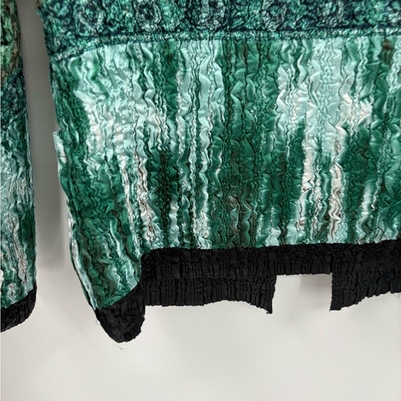 Tania Nardi Y2K 2000s Green Black polyester Crinkle Stretchy Jacket Blazer small - Picture 9 of 15